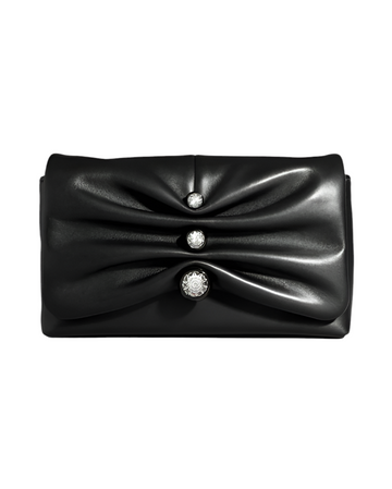 Ruched Crystal Crossbody Bag - Black