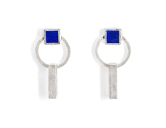 0+1 Silver Earrings - Lapis