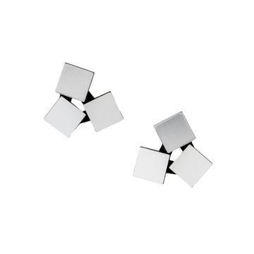 Silver Bauhaus Earrings 3 Squares