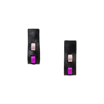 Rainbow Threads Loop Earrings - Black/Warm Colors