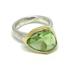 PERIDOT 18Kt/Silver Ring- Size 7.5