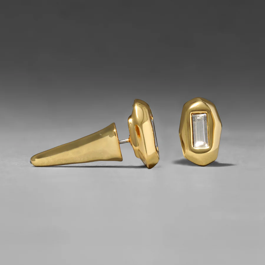 Crystal Spear Front Back Stud Earrings