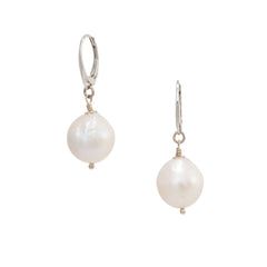 White Round Freshwater Pearl Earrings