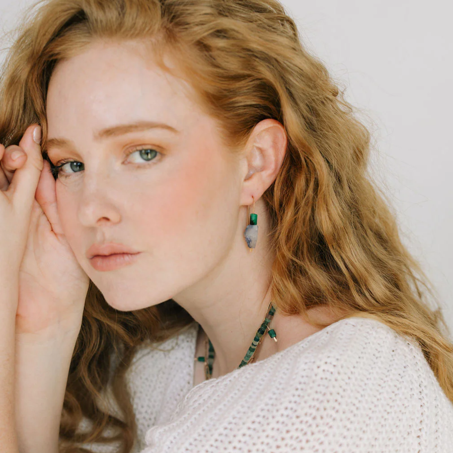 Medium 2 Stone Hook Earring