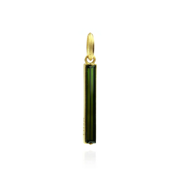 Long Green Tourmaline Pillar Pendant on 18