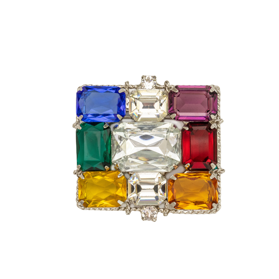 Rainbow Rectangle Brooch