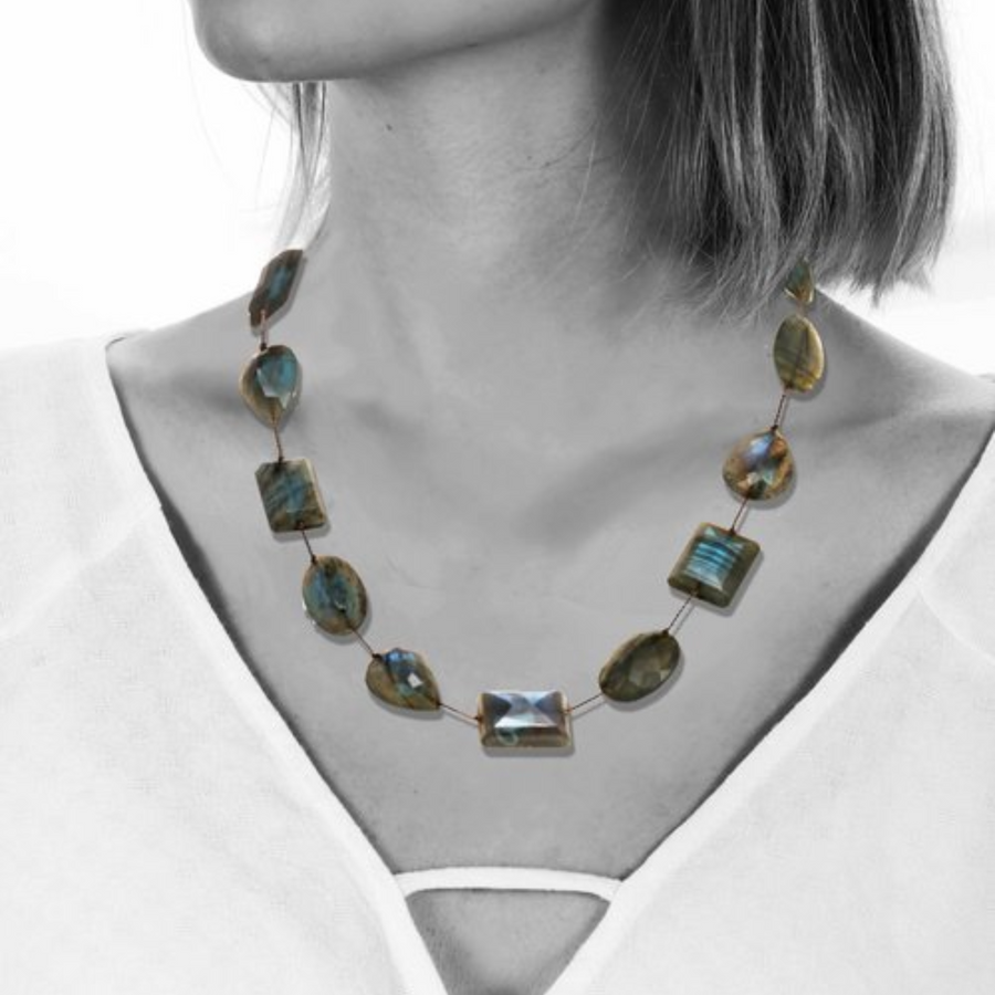 CUSHION CUT LABRADORITE necklace