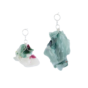 Bioplastic Earrings - Asymmetrical Blue and Multicolored