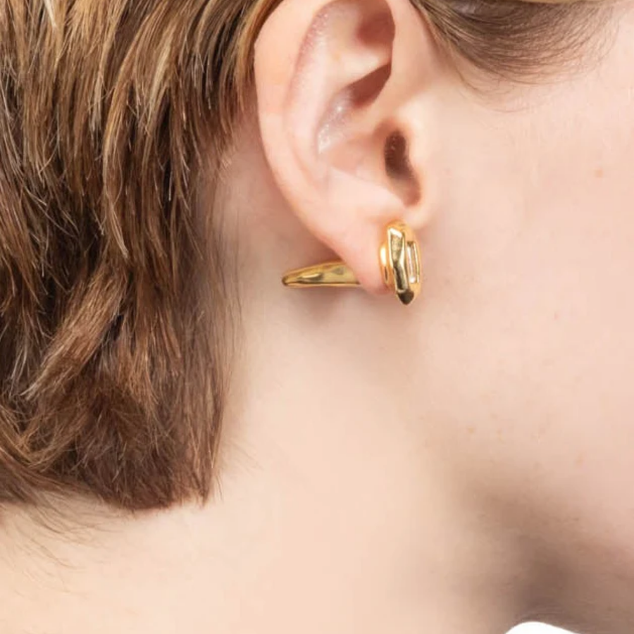 Crystal Spear Front Back Stud Earrings
