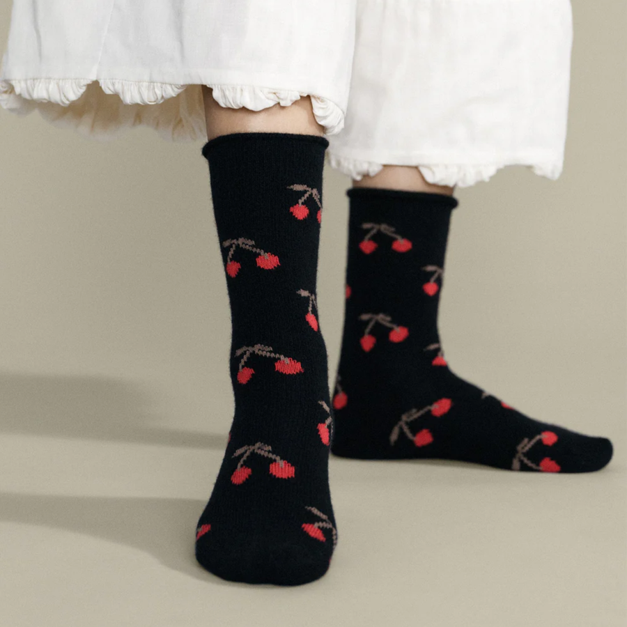 Cherry Bomb Cashmere Crew - Black