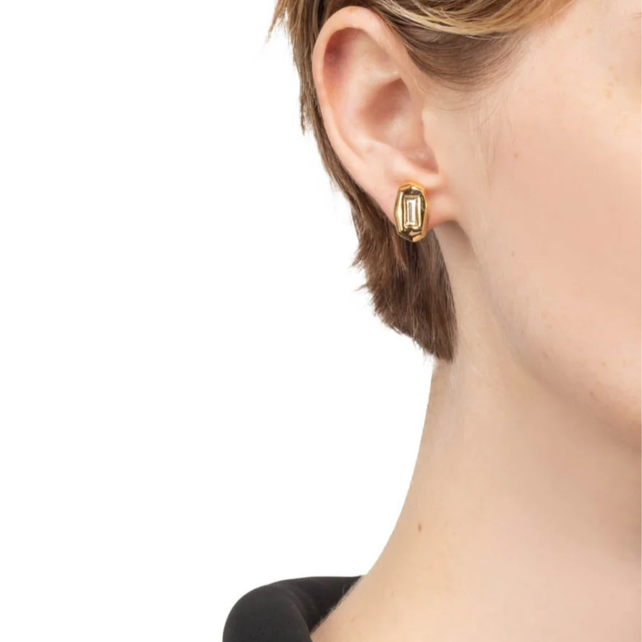 Crystal Spear Front Back Stud Earrings
