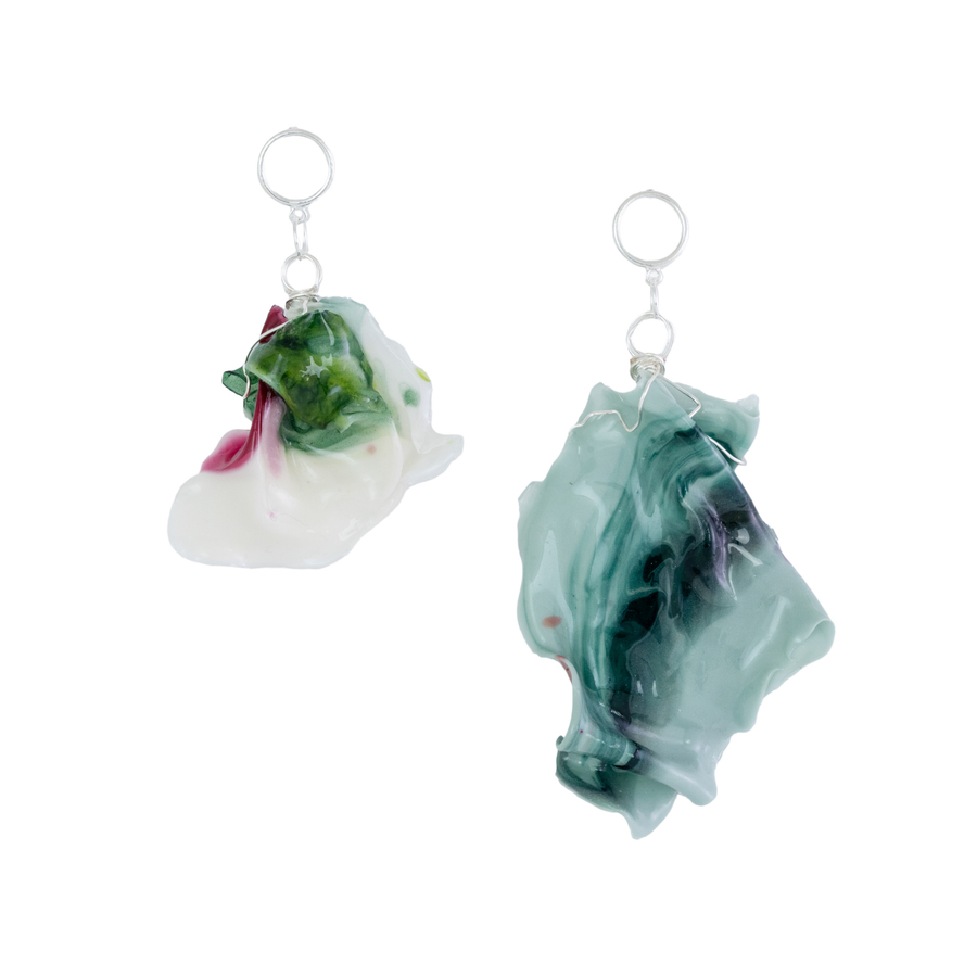 Bioplastic Earrings - Asymmetrical Blue and Multicolored
