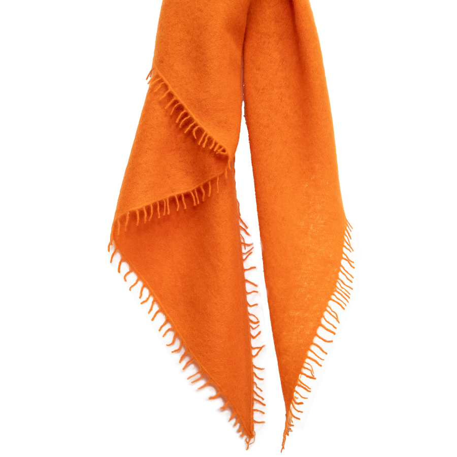 Felted Cashmere Triangle Scarf: Tiger Orange