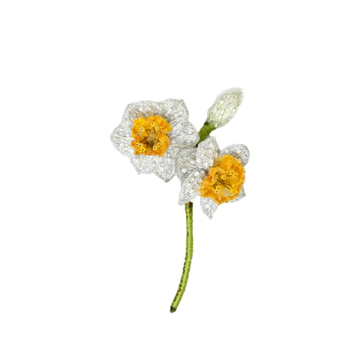 White Daffodils Brooch Pin
