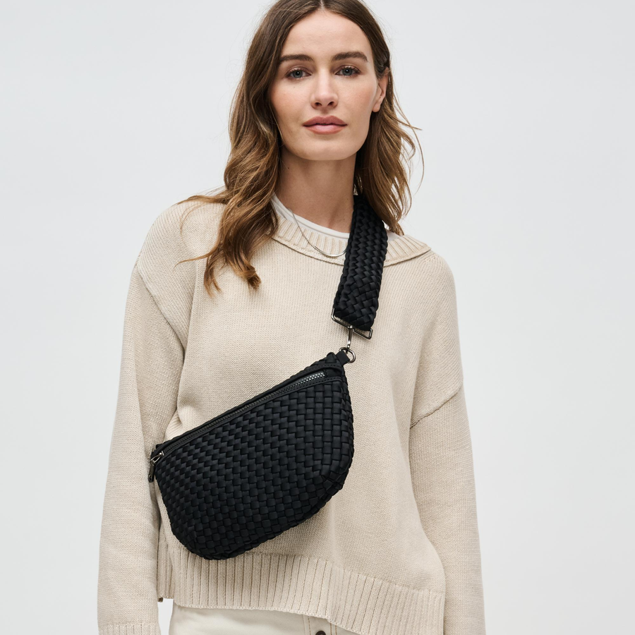 Black Ethereal Woven Neoprene Crossbody Bag