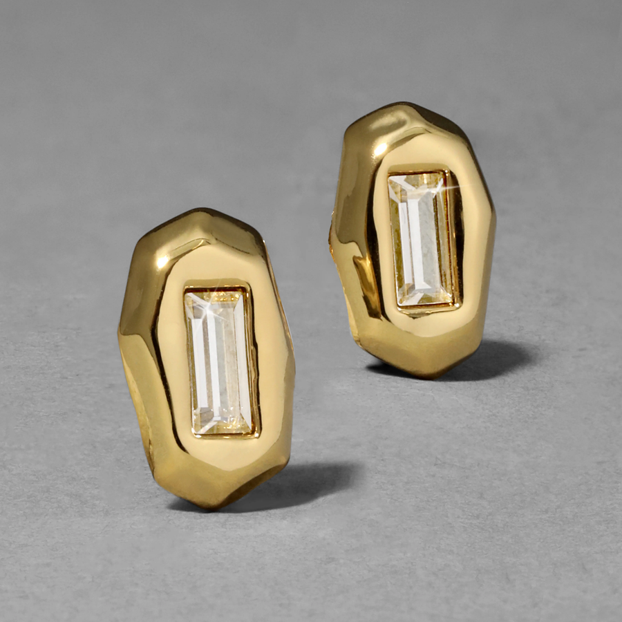 Crystal Spear Front Back Stud Earrings