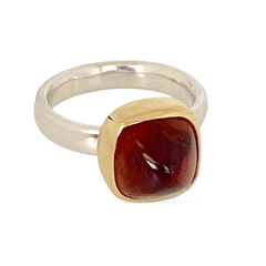 CITRINE RING 18Kt/Silver Ring-Size 6.5