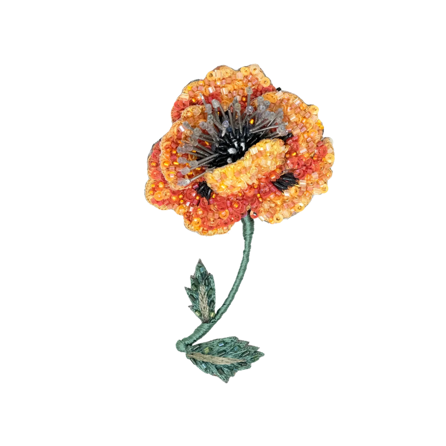 Golden Poppy Brooch Pin