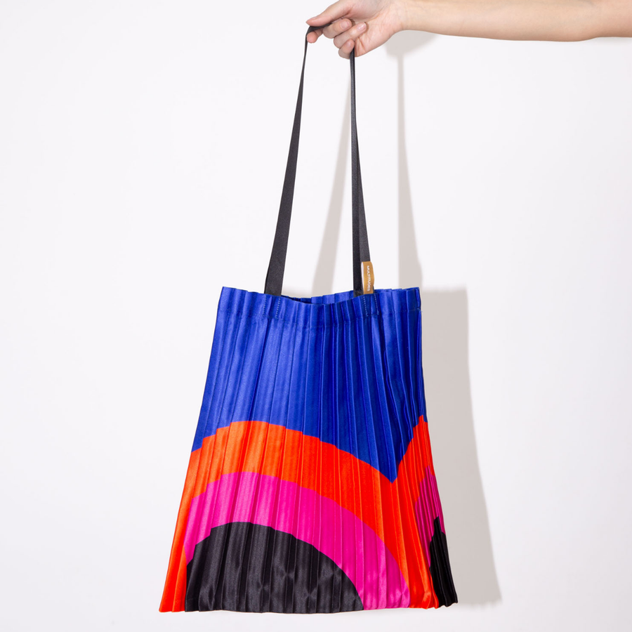 Rainbow pleated tote bag