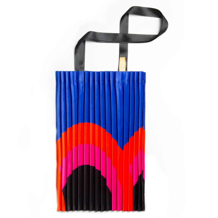 Rainbow pleated tote bag