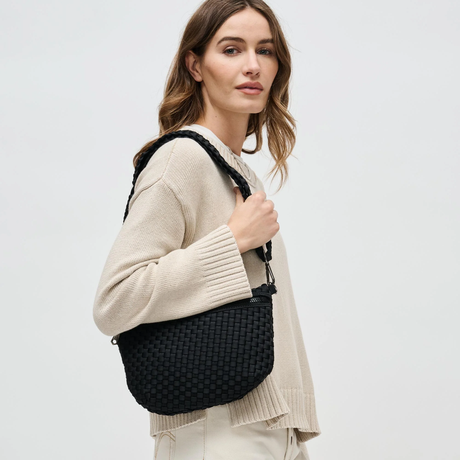 Black Ethereal Woven Neoprene Crossbody Bag