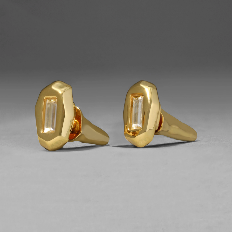 Crystal Spear Front Back Stud Earrings