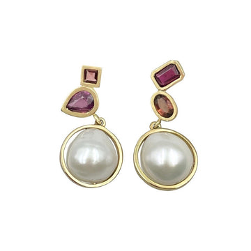 Baroque Pearl and Garnet Earrings