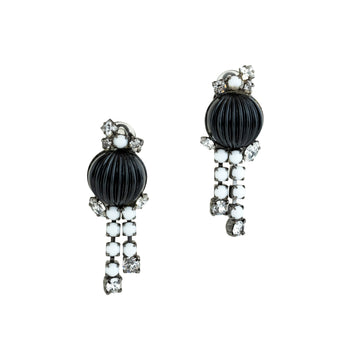 Black and white Dangle CLIP EARRING