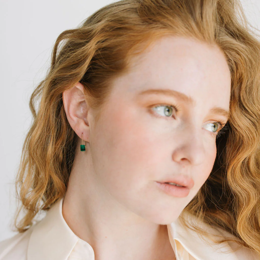 Small Emerald Hook Earring