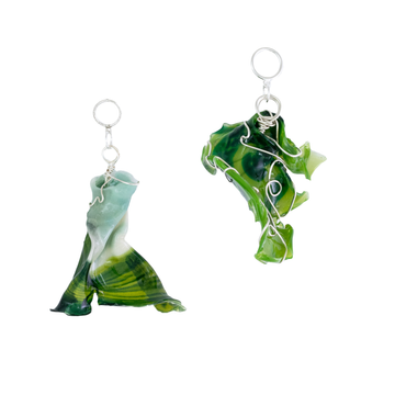 Bioplastic Earrings - Green with Asymmetrical Blue