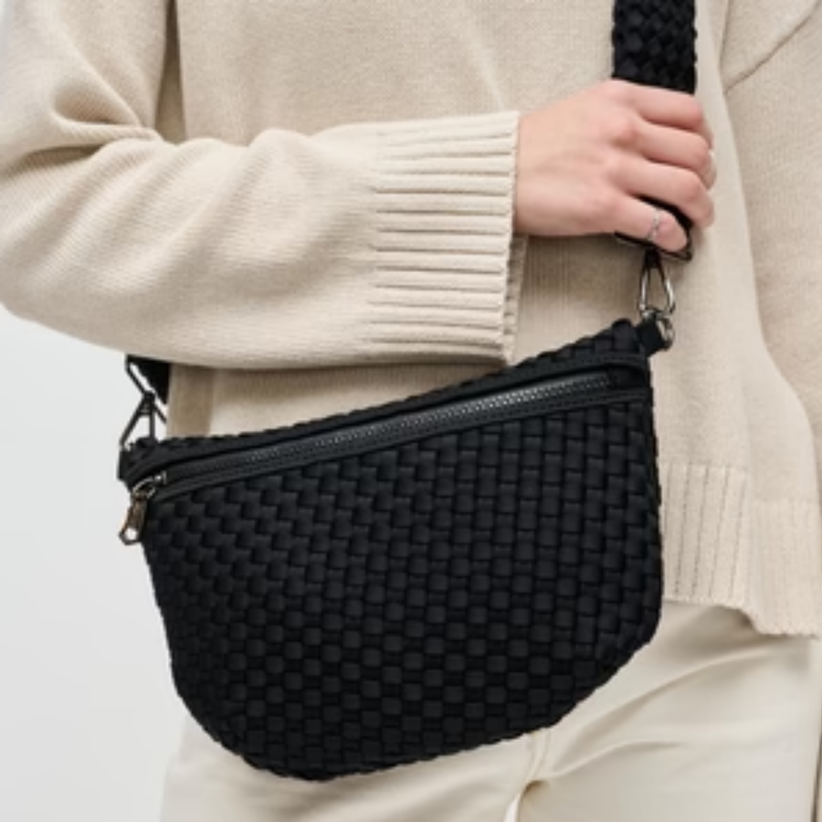 Black Ethereal Woven Neoprene Crossbody Bag