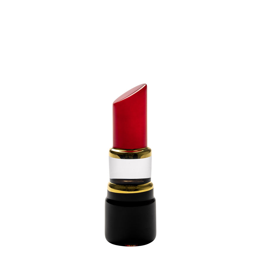 Glass Lipstick Paperweight  - Poppy Red