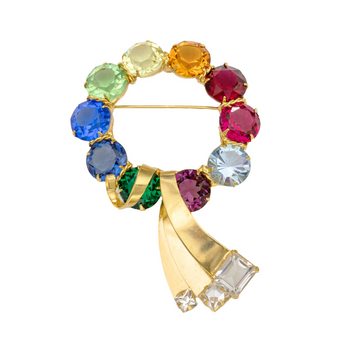 Rainbow Circle Brooch with Ribbon 2