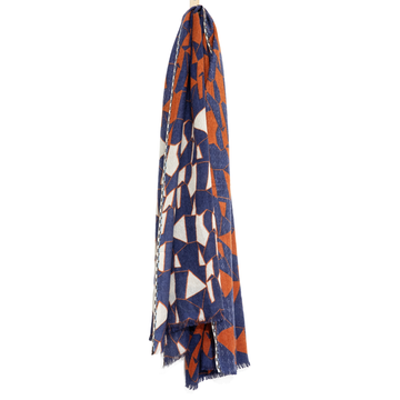 INDIGO AND AMBER WOOL SCARF