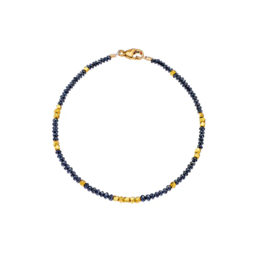 Noir Black Diamond and Gold Beads Bracelet