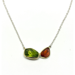 PERIDOT/MANDARIN GARNET 18Kt/Silver Necklace