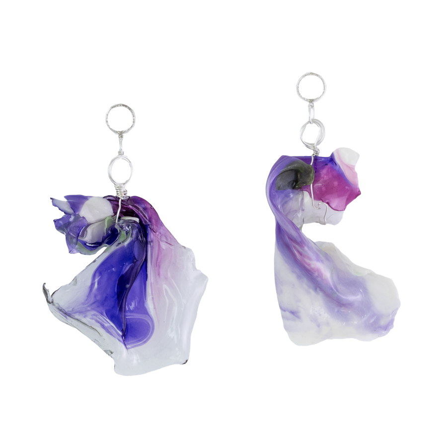 Bioplastic Earrings - Purple/White