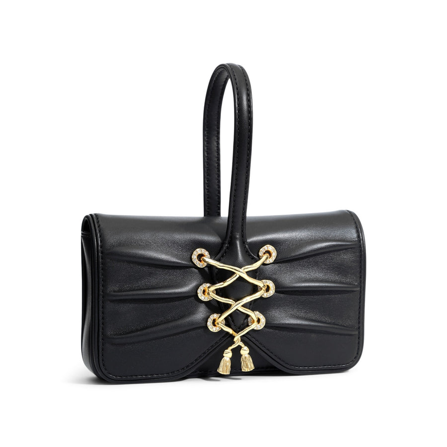 Lace-Up Wristlet - Black