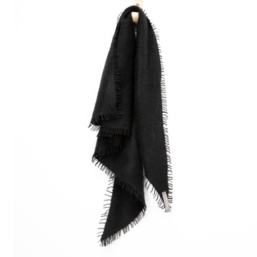 Felted Cashmere Triangle Scarf - Black