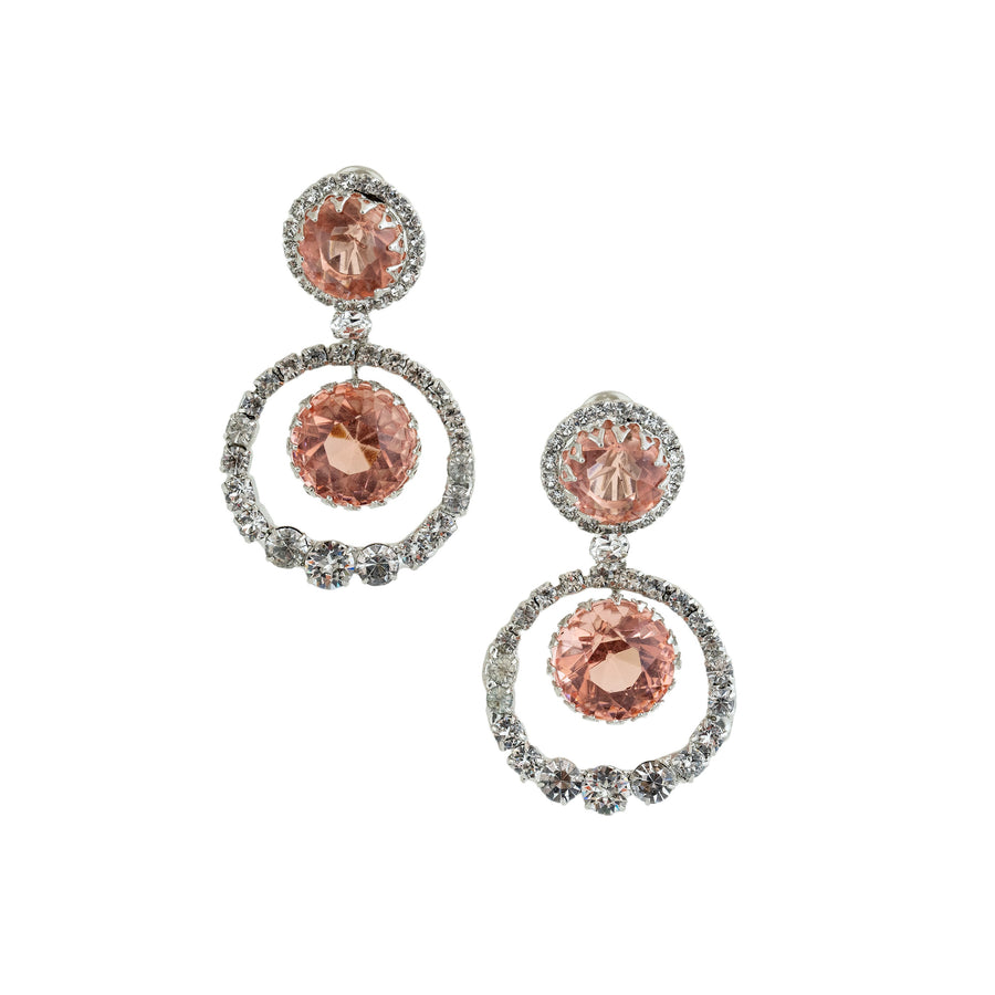 Light pink top and drop crystal CLIP EARRING