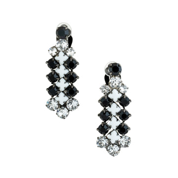 black and white Chevron CLIP EARRING