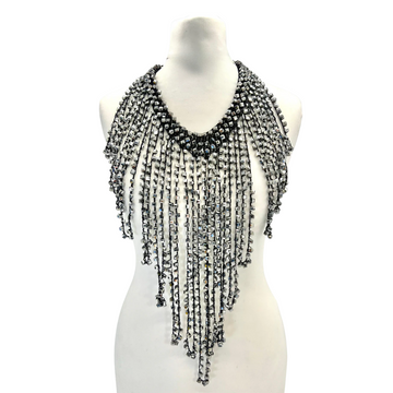 Crystal Fringe Necklace - Silver