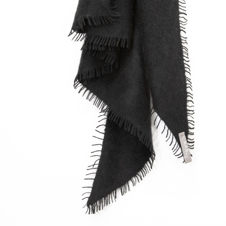 Felted Cashmere Triangle Scarf - Black