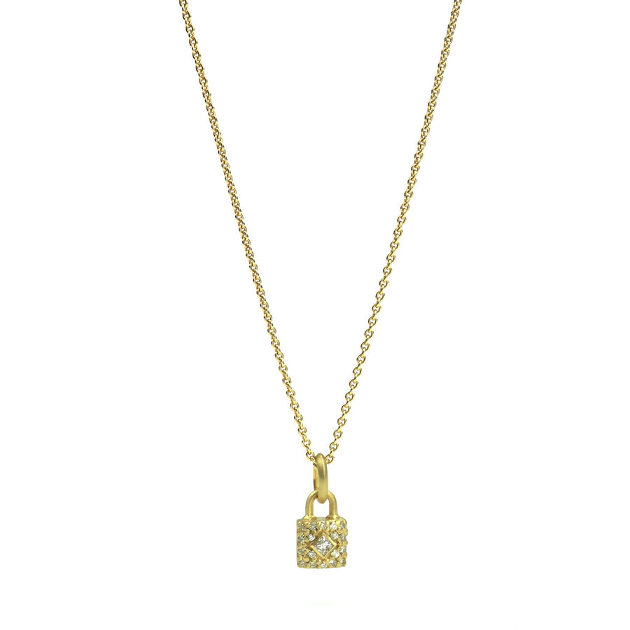 Chunky Pave 18k gold Lock Emblem on Cable Chain