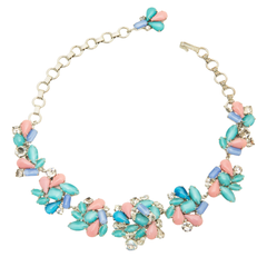 Silver Multi Color Petal Necklace