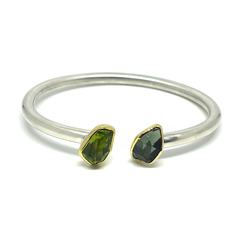 GREEN AMETHYST/PERIDOT 18Kt/Silver Bracelet