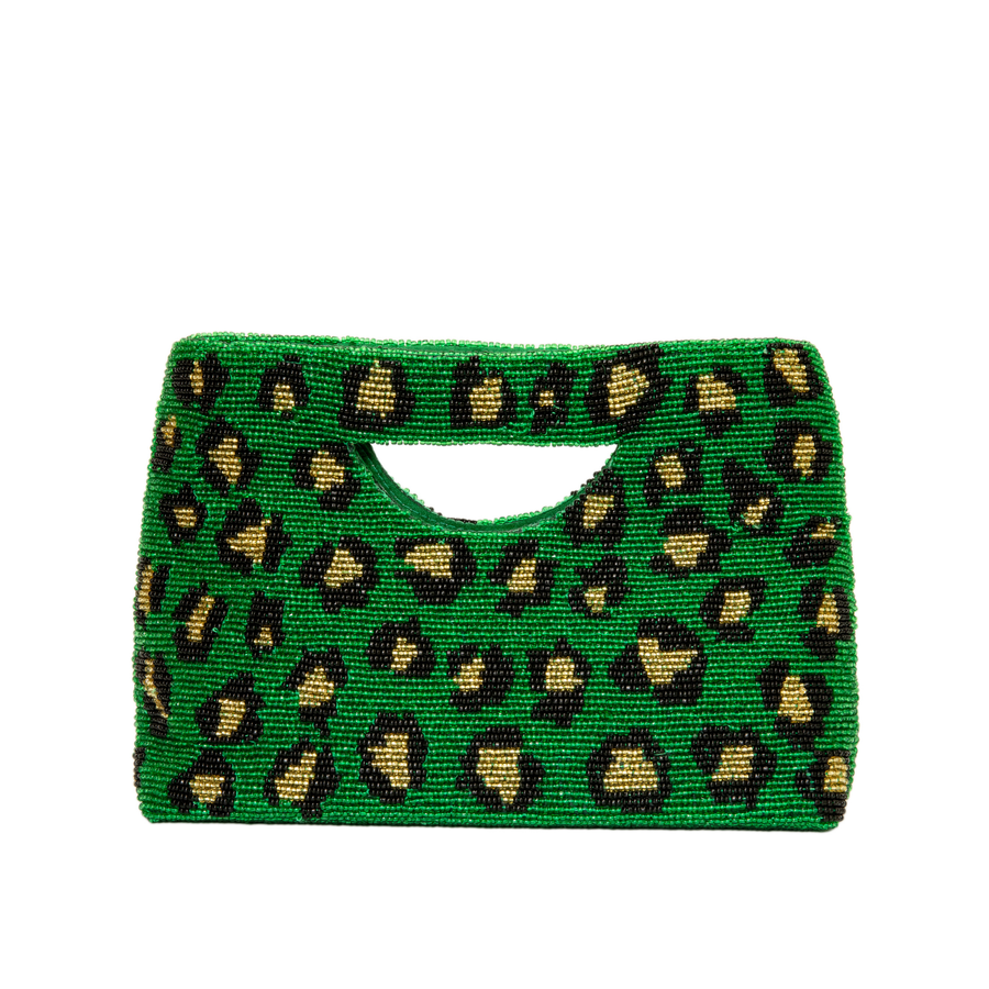Cut Out Handle Purse - Emerald Leopard