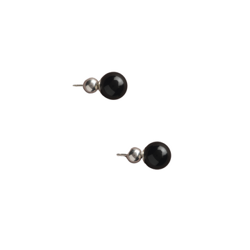 Onyx and Silver Boule Studs