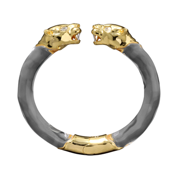 Panther Visage Lucite Hinge Cuff Bracelet