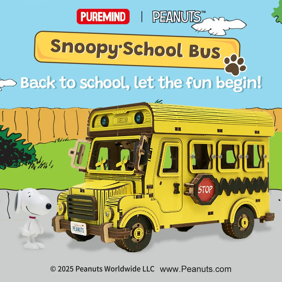 Snoopy Wooden DIY Kit· School Bus·3D